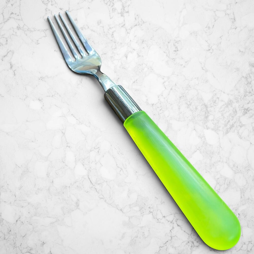 NWT Crate and Barrel Jelli Green Flatware Dinner Fork 8.25” Frosted Lime Neon